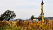 Exploration drilling in Serbia: The Atlas Copco Mustang 13-F1 at work in the Jadar River valley.